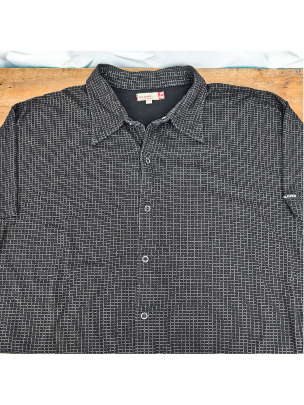 Men's Snap Button Cotton Jersey Black Patterned Shirt